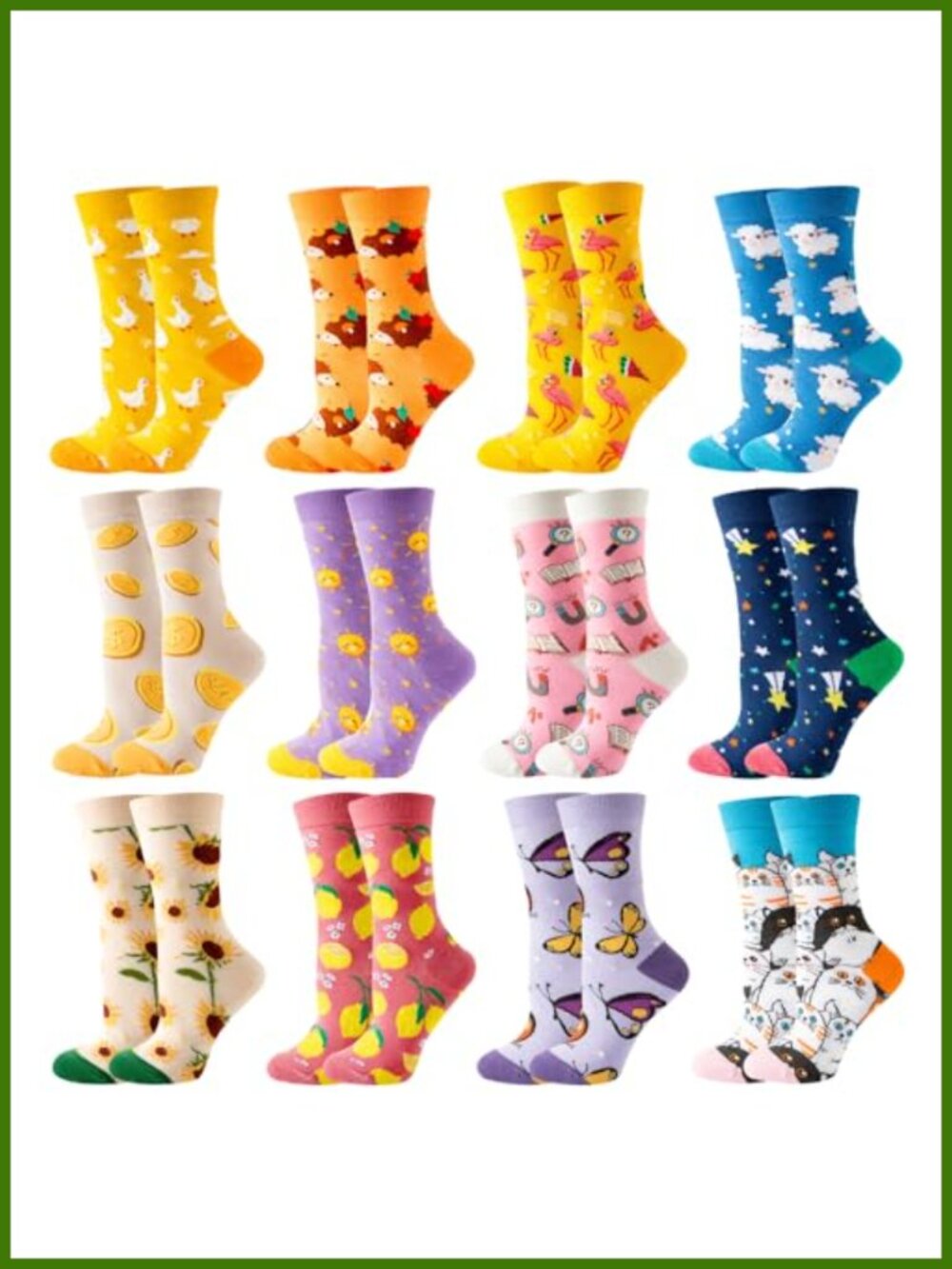 Funny Novelty Cotton Blend Socks for Women - Cartoon Crew Socks Gift